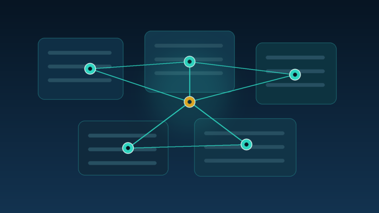 Abstract illustration of AI agents coordinating workplace tasks for an MCRS technology article